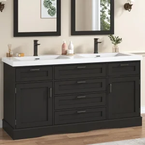 Modern Bathroom Vanity with Double Sink and Storage