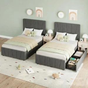 Twin Size Bed Frame with  Storage Drawers